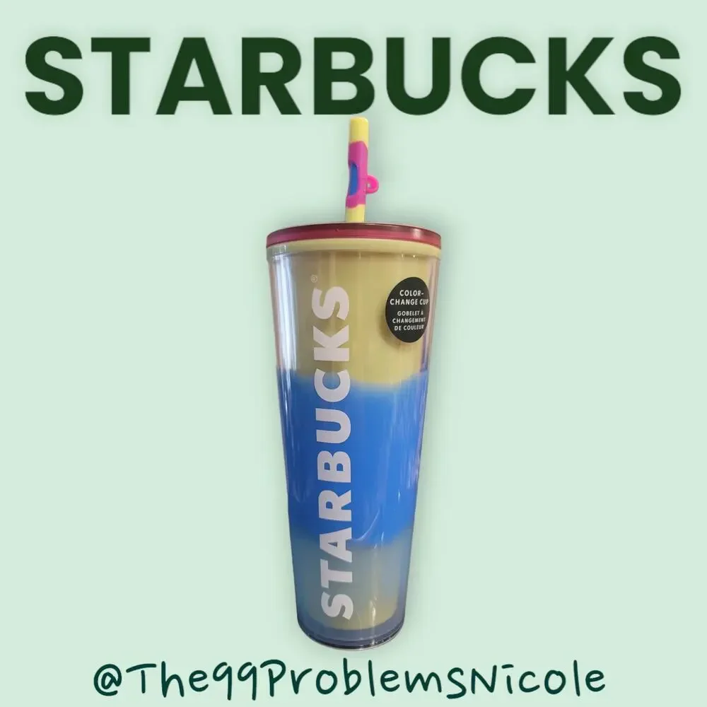 Starbucks 2023 Citrus Color Change with Swirl Straw Topper Tumbler